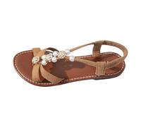Générique chaussure femme sandales femmes Divers modèles bride cheville décor semelle plate plage quotidien(Brun40)