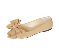 Générique Chaussure Femme Toile Noeud Plat Slip on Confortable Marche Quotidien(Beige, 39)