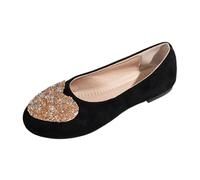 Générique Chaussure Heels Dance Ballerines Femme à Strass en Suède Doux - Style Romantique et Confortable - Grandes Tailles - Printemps/Automne A-Le Noir, 39