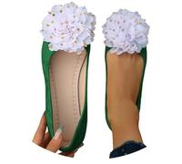 Générique Chaussure Heels Dance Ballerines Femme à Strass en Suède Doux - Style Romantique et Confortable - Grandes Tailles - Printemps/Automne AB-Blanc, 38