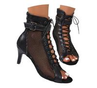 Générique Chaussure Heels Dance Sandales Femme à Talons Hauts 10CM en Maille Respirante - Chaussures de Danse Élégantes et Bottines Cheville pour Soirée Latin Salsa c-Le noir, 35