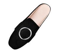 Générique Chaussure Homme Cuir Femmes printemps et été nouvelles demi-pantoufles plates chaussures décontractées en daim de couleur unie