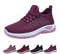 Générique Chaussure Orthopedique Femme Pieds Larges Basket sans Lacet Pas Cher Confort Imprimer Basquette Chaussures De Marche été Printemps Confortable Mousse à Mémoire De Forme(05#Rouge,40)