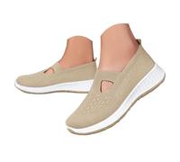 Générique Chaussure Orthopédique Femme Semelle Épaisse Creux Transparent Chaussures Décontractée Extérieur Scratch Respirante Classique Course Été Légères Amortissement Accru des Pieds (2-Khaki, 36)