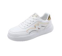 Générique Chaussure Sport Femme Chaussures Pieds Larges Ladies Fashion Solid Color Mesh Breathable Round Toe Low Top Flat Chaussures de Respirantes Sport Sneakers (Gold,38)