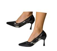 Générique Chaussure Talon Femme,Escarpins éLéGants à Bout Pointu BrodéS, avec Talon Aiguille Et éLéGant, Chaussures à Talons Hauts Tendance pour Tous Les Jours Et (Black, 40)