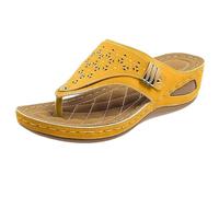 Générique Chaussures à Bout Ouvert Sandales à plateforme grande taille pour femmes,couleur unie,tête ronde,couvre-pieds,style tendance(Yellow,40)