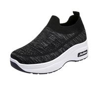 Générique Chaussures Basket Slip on Printemps Fly Woven Bout Ouvert, Bureau Shopping Rendez-Vous, modèle Plat(Le noir38)