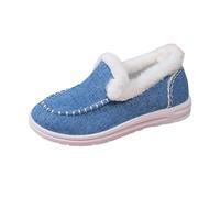 Générique Chaussures chaudes en peluche bout rond pour femmes, chaussures décontractées semelles plates en tissu tendance Bottes Mollet Large Pour Femmes Taille plus Cuissardes (Light Blue, 40)