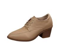 Générique Chaussures Chaussures en Cuir à Bout Pointu et Coupe Basse pour Femmes,décontractées à Gros Talons,Talon Moyen Britannique,Commerce extérieur d'automne