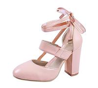 Générique Chaussures Classiques de SoiréE Round High Out Chaussures de Mode Talon Bandage Talon Orteil Creux Chunky Femmes Talons Hauts pour Femmes