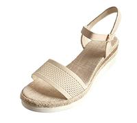 Générique Chaussures CompenséEs Femme éTé,MeséTé BohèMe Tissu Bout Ouvert Pente Talon éPais Fond Boucle Mode Sandales (Beige, 37)