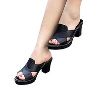 Générique Chaussures Compensées Femme - Pantoufles Mode Pantoufles Talons Sandales Été Grosse Bouche de Poisson Tongs Sandale Femmes Talon Compensé Moyen Chaussures de Sécurité Montantes Mode