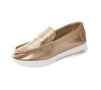 Générique Chaussures Confort Femme Respirante Basket Chaussures Décontractées À Semelle Épaisse en Cuir À La pour Dames Légère Minceur Course Marche Sport (Rose Gold,42)