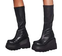 Générique Chaussures de botte pour femme Mi-Mollet épais Talon Bottes Femmes Mode cuir véritable Automne Hiver Femme Botte Souple Chaudes Imperméables classiques Femmes Bottillon Confortable