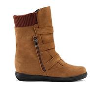 Générique Chaussures de botte pour femme Mi-Mollet plates à boucles Femmes Botte Confortable Elégantes Chaudes Souple Bottillons Femme rétro classiques cuir véritable Femmes Boot Mode Automne Hiver