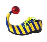 Générique Chaussures de Clown Homme Femme Déguisement - Chaussures Carnaval Halloween avec Rayures Jaune Noir et Boules Rouges Pointues pour Fête Cosplay Théâtre Soirée Rave et Événements Festifs