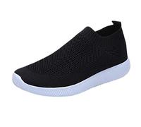 Générique Chaussures De Course pour Femme, Légères, Noires, À Plateforme Unie, Chaussures Légères Chaussure De Loisirs, sans Lacets, en Maille Respirante Outdoor Mesh Casual Slip on Chaussure