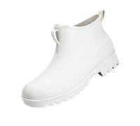 Générique Chaussures De Football Crampons Fer Soft Short Rain Boots for Womens Ankle Rainboot Garden Boot Ladies Rubber Outside Work with Comfort Bottes Hiver Chaudes (White, 39)
