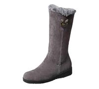 Générique Chaussures de loisirs d'automne et d'hiver confortables semelle plate et moyenne en peluche, bottes de neige Bottes Compensées Pour Femmes Mi mollet Large (Grey, 36)