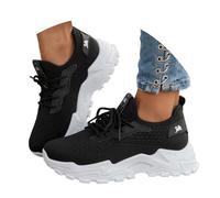Générique Chaussures de Marche Respirantes à Lacets pour Homme, Semelle Plateforme amortissante, Baskets de Sport Confortables pour la randonnée et Le Quotidien, Tige en Mesh léger (Black, 36)