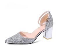 Générique Chaussures De Mariage À Paillettes pour Femmes À Bout Pointu | Talons Hauts Sandales D'éTé, Bride Cheville Escarpins De Robe, Talon Bloc Chaussures De MariéE Et Demoiselle D'Honneur