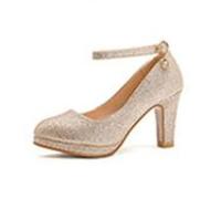 Générique Chaussures De Mariage De Mariée À Brides Cheville pour Femmes | Chaussures De Cour à Talon Bloc Plateforme, Bout Rond Paillettes Escarpins Formels Pour SoiréE Et Bal