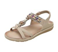 Générique Chaussures de plage décontractées avec strass pour femmes, bohémien, plates, grande taille, nouvelle collection été 2024 Sandales Taille 8 Liquidation (Beige, 40)