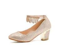 Générique Chaussures De Robe De Mariage pour Femmes À Talon Moyen Bloc | Escarpins à Bout Rond Pailleté, Bride Cheville Avec Pompon En Strass Chaussures De CéRéMonie Pour Demoiselle D'Honneur
