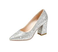 Générique Chaussures De Robe pour Femmes À Petit Talon Bas | Chaussures De MariéE à Bout Pointu Pailleté, Talons De SoiréE à Enfiler, Talon Bloc Escarpins Pour FêTe Ou Bal