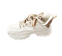 Générique Chaussures De Sport Décontractées À Semelle Épaisse en Cuir Respirantes pour Dames Talonnette Grandissante 2 Cm (White, 37) Baskets Femme Running Basket Noires Moto Rouges Sneakers Slip-Ins