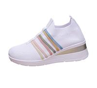 Générique Chaussures de Sport Femme Loisirs Confortables avec Bande Lastique Maille Solide Lacets Femmes Mode Occasions Polyvalentes Respirantes pour La Marche Quotidienne