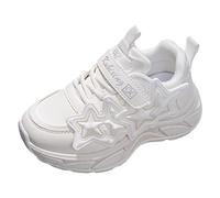 Générique Chaussures de Sport pour Filles Nouveau Modèle avec Motif Étoile Mignon Semelle Plate Confortable Antidérapante Fermeture à Boucle Décontractée Saisonnière (White, 37)