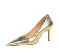Générique Chaussures De Travail Confortables pour Femmes, Talons Aiguilles Brillants À Bout Pointu Fermé De 3 Pouces, Chaussures d'affaires À Enfiler