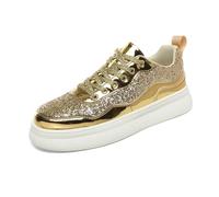 Générique Chaussures décontractées à Plateforme et Bout Rond élégantes pour Un Confort Optimal. Chaussures Modernes du Quotidien avec Une Finition Brillante et Un Charme irrésistible. (Gold, 44)