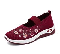 Générique Chaussures Décontractées Féminines à Motif Brodé Respirantes et Fermeture Fermée Adaptées Quotidien - Style Confort pour Accompagner Vos avec Jean et Tenue Décontractée (Red, 43)