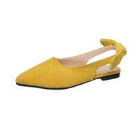 Générique Chaussures Décontractées Femmes Pointe Bout Pointu Travail Bureau Confortables Enfiler Boutons Bas Talon (Yellow, 41)