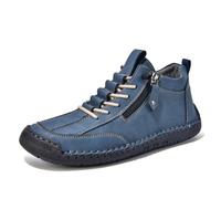 Générique Chaussures décontractées Hommes avec Fermeture éclair latérale et Lacets Cuir pour Usage Quotidien polyvalentes Jeans Pantalons Confort Toute année (Blue, 38)