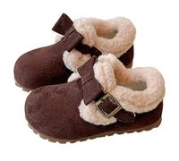 Générique Chaussures D'Hiver Pour Garçons Bébé Chaud Bottines Chaudes Bottes D'Équitation Mi-Mollet Bottine Garçon Faux Cuir Fourrée Fille Plates Doublé Souple PU Boots (Brun,26.5)