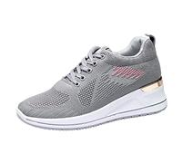 Générique Chaussures en Chaussures de Course Baskets compensées Femmes Sport Loisirs en Plein Respirant entraîneur décontracté Fitness Baskets pour Femmes Chaussures De Pluie pour Taille 9 (Grey, 40)