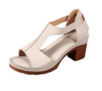 Générique Chaussures épais pour femmes, bouche de poisson, tendance et décontractées, ajourées, couleur unie, sangle réglable, sandales de plage d'extérieur Magique Blanc (36)