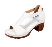 Générique Chaussures épais pour femmes, bouche de poisson, tendance et décontractées, ajourées, couleur unie, sangle réglable, sandales de plage d'extérieur Magique Blanc (43)