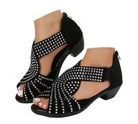 Générique Chaussures épais pour femmes, style poisson bouche, strass, fermeture éclair arrière, tendance, décontractées, sandales creuses Chaussures Aquatiques Dans Et (41)