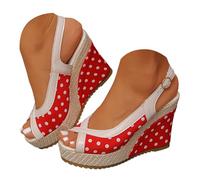 Générique Chaussures Ete Femme Sandales compensées pour femmes, élégantes et confortables, pour l'été et les loisirs. Sandales à plateforme. à alons éVaséS Femme (Red, 42)