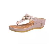 Générique Chaussures Ete Femme Sandales De Trekking Pieds Avec Sangle Réglable Sandales Compensées Femme Avec Bande Croisée Pantoufles D'été Anatomiques Confortables Fabriqué En Italie (38)