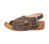 Générique Chaussures Été Femme Sandales Plates Bout Ouvert Brides Croisées Sur Cou-de-Pied Fermeture Scratch Ajustable Semelle Souple Antidérapante Marche Vacances Plage Confort Quotidien