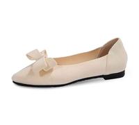 Générique Chaussures Femme à Noeud en Respirante Slip on Plates Confortables(Beige, 40)
