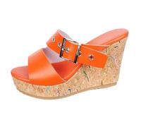 Générique Chaussures Femme Compensées Plateforme Bout Ouvert Rome Chaussures Vintage Pantoufles Semelle Souple Faux Cuir Anti'dérapantes Respirantes Bohême Sandales Avec Talon Bloc Été Femme