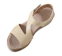 Générique Chaussures Femme Compensées Sandales Pieds Larges Sandales D'Été À Fond Plat pour Femmes,Chaussures D'Été À Bout Ouvert,Style Poisson,pour L'Europe Femme Compensées Sandale (Khaki,42)