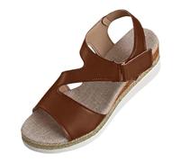 Générique Chaussures Femme Compensées Sandales Pieds Larges Sandales D'Été À Fond Plat pour Femmes,Chaussures D'Été À Bout Ouvert,Style Poisson,pour L'Europe Femme Compensées Sandale (Brown,37)